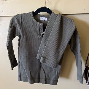 Green Long Sleeve Matching Set Tee